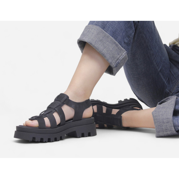 Sandàlies plataformes Redlove Nuria chunky negres de tires amb sivella - Querol online