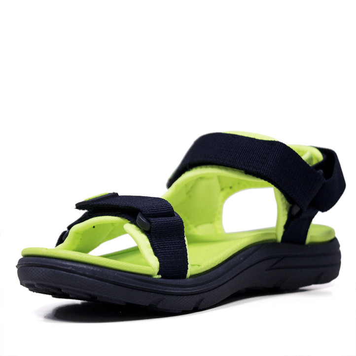 sandàlies Nicoboco blaves amb detalls en color llima i triple velcro - Querol online