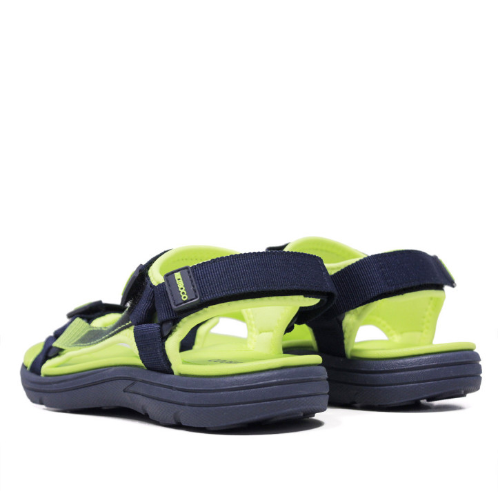 sandàlies Nicoboco blaves amb detalls en color llima i triple velcro - Querol online