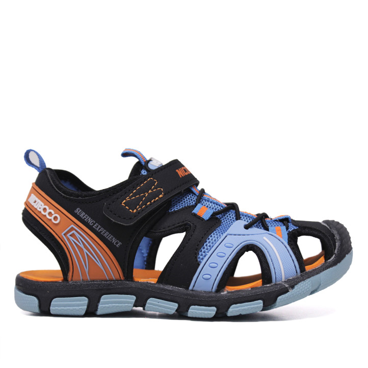 sandalias Nicoboco con cierre elástico y de velcro en colores azul y naranja - Querol online