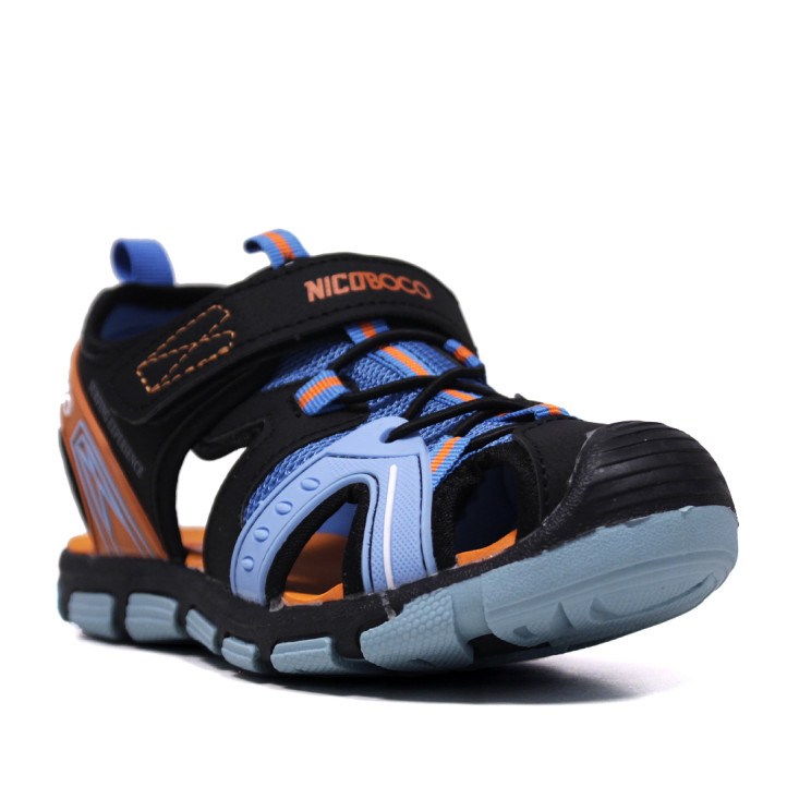 sandalias Nicoboco con cierre elástico y de velcro en colores azul y naranja - Querol online