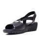 Sandalias cuña Suite009 en negro con argolla plateada y tiras elásticas - Querol online