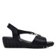 Sandalias cuña Suite009 en negro con argolla plateada y tiras elásticas - Querol online