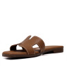 Sandàlies planes Redlove Luján marrons amb el pont del peu geomètric i trau blanc de pell