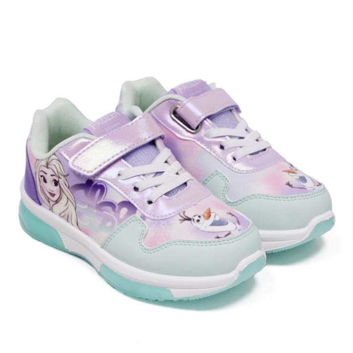 Zapatillas deporte Cerda lilas y turquesa de Elsa y Olaf con luces - Querol online