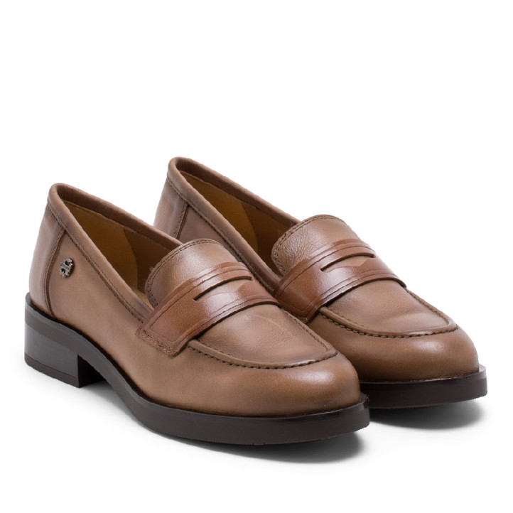 MOCASINES DE PIEL TAUPE CON EVA PORRONET - Querol online