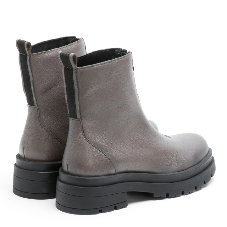 BOTINES TRACK PIEL GRIS CON CREMALLERA NALA PORRONET - Querol online