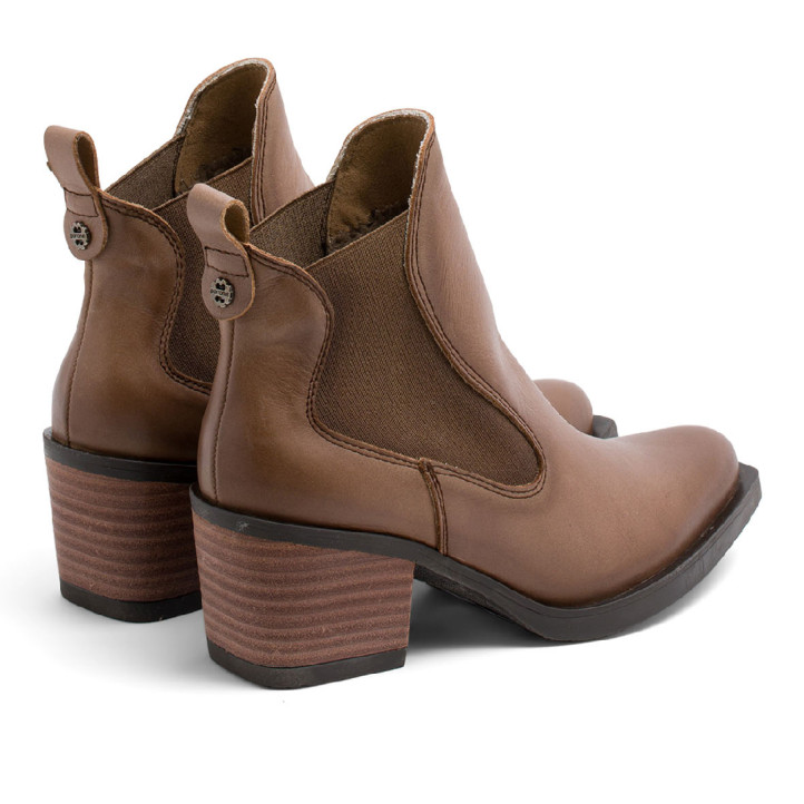 BOTINES COWBOY DE PIEL TAUPE CON ELÁSTICOS HADDIE PORRONET - Querol online