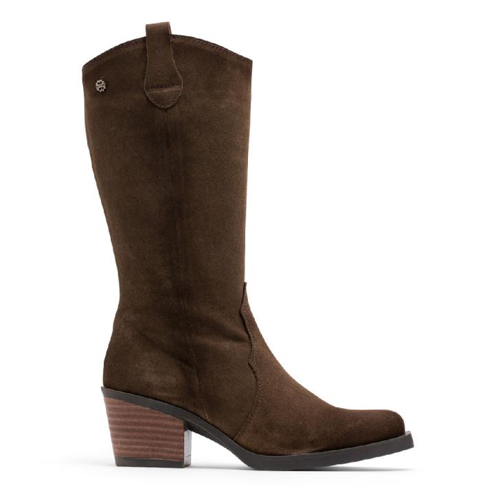 BOTAS COWBOY DE PIEL MOKA CON CREMALLERA HILDA PORRONET - Querol online