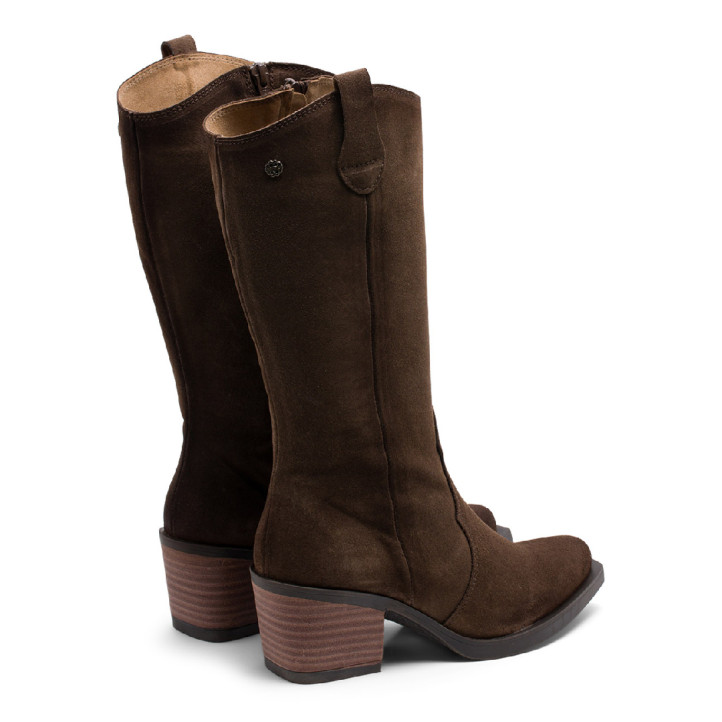 BOTAS COWBOY DE PIEL MOKA CON CREMALLERA HILDA PORRONET - Querol online