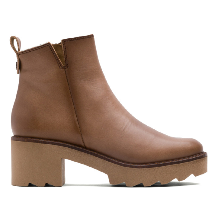 BOTINES DE PIEL CON CREMALLERA TAUPE MILA PORRONET - Querol online