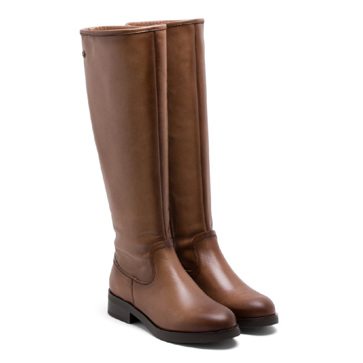 BOTAS ALTAS DE PIEL TAUPE CON CREMALLERA ELBA PORRONET - Querol online