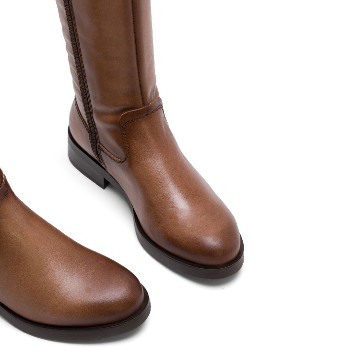 BOTAS ALTAS DE PIEL TAUPE CON CREMALLERA ELBA PORRONET - Querol online