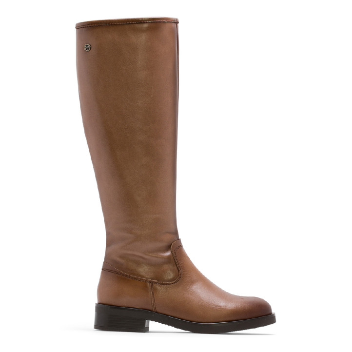 BOTAS ALTAS DE PIEL TAUPE CON CREMALLERA ELBA PORRONET - Querol online