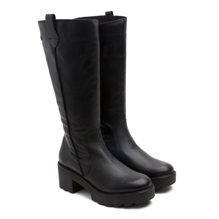 BOTAS DE PIEL CON CREMALLERA NEGRA MAYRA PORRONET - Querol online