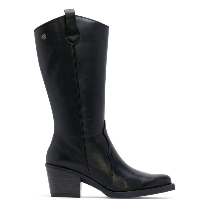 BOTAS COWBOY DE PIEL NEGRA CON CREMALLERA HELGA PORRONET - Querol online