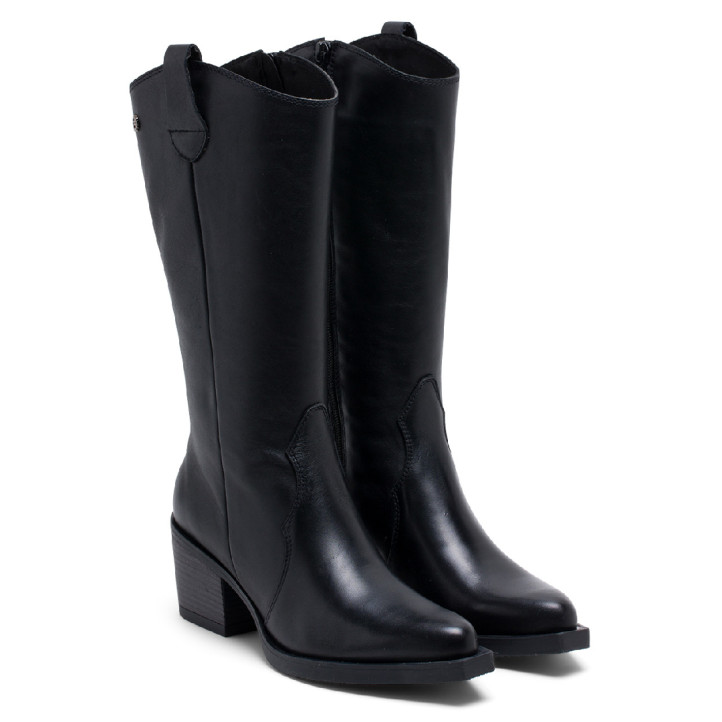 BOTAS COWBOY DE PIEL NEGRA CON CREMALLERA HELGA PORRONET - Querol online