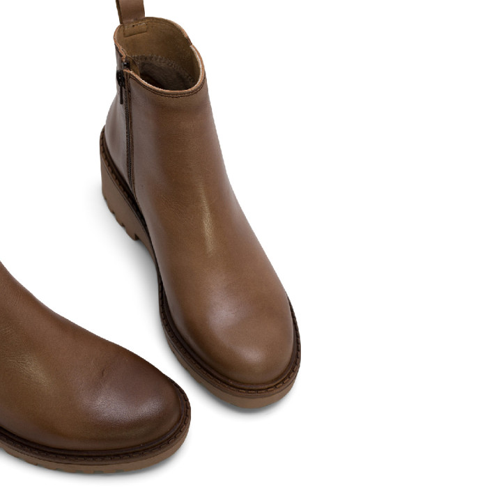 BOTINES DE PIEL CON CUÑA Y CREMALLERA TAUPE LETHA PORRONET - Querol online