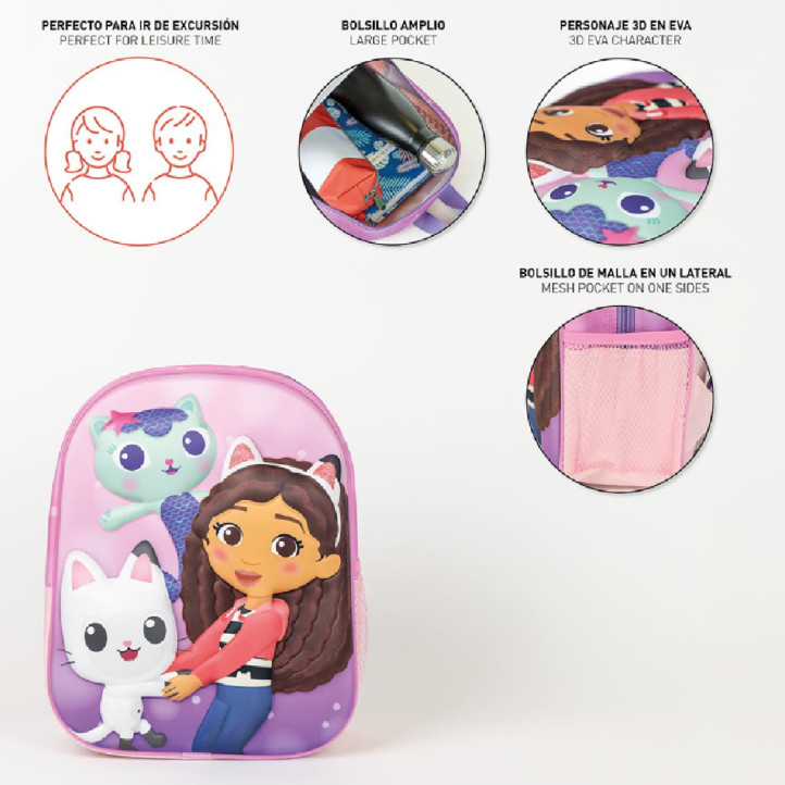 Mochilas Cerda 3D Gabby's Dollhouse con rejilla lateral - Querol online