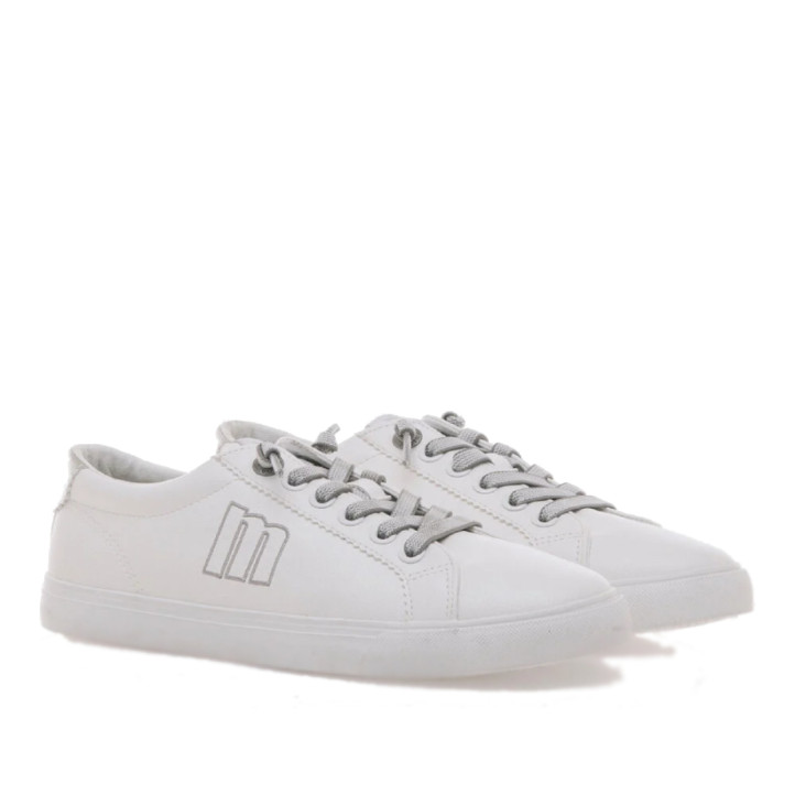 Zapatillas urban Mustang aria blancas con panel trasero plateado - Querol online