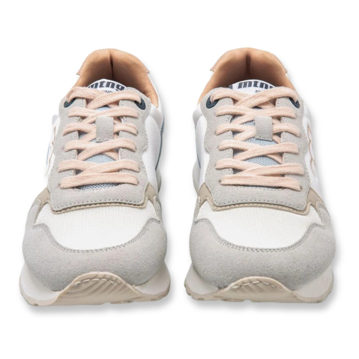 Zapatillas urban Mustang joggo classic blancas con paneles en rosa pastel y azul - Querol online