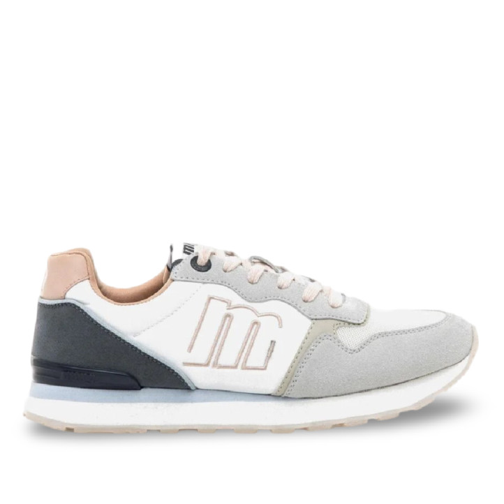 Zapatillas urban Mustang joggo classic blancas con paneles en rosa pastel y azul - Querol online