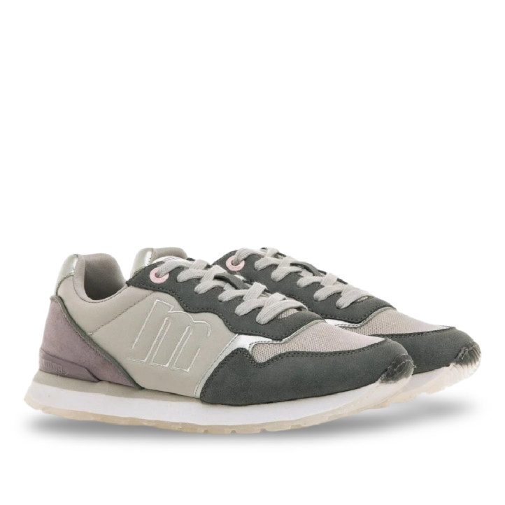 Zapatillas urban Mustang joggo classic grises con paneles grises y lilas - Querol online