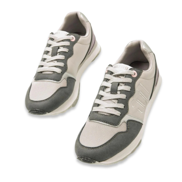 Zapatillas urban Mustang joggo classic grises con paneles grises y lilas - Querol online