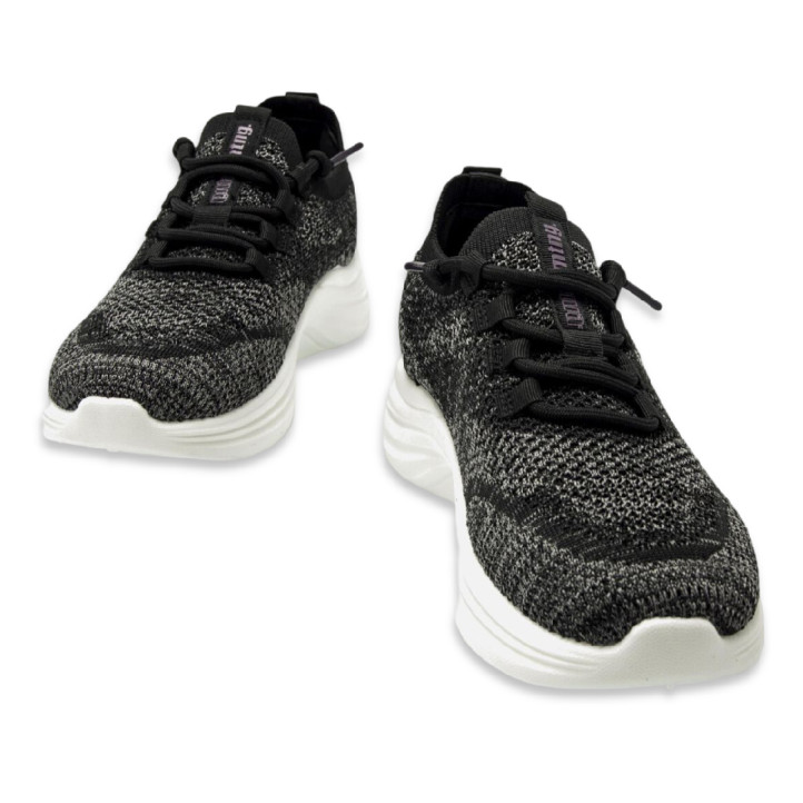 Zapatillas deportivas Mustang blow estilo calcetín con fibras negras y blancas - Querol online