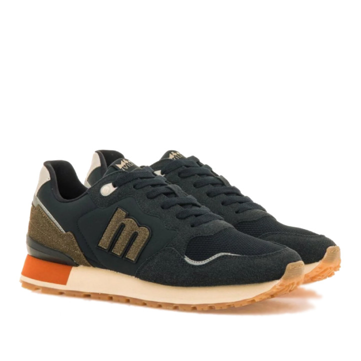 Zapatillas deportivas Mustang joggo classic azul con detalles en naranja y gris - Querol online