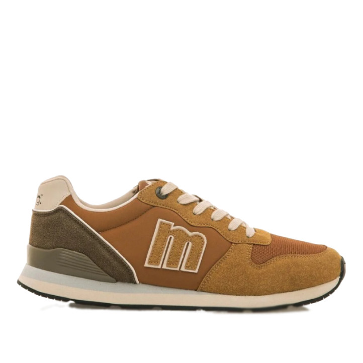 Zapatillas deportivas Mustang joggo classic mostaza con paneles en blaco y kaki - Querol online