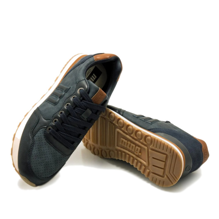 Zapatillas deportivas Mustang porland classic azul marino con detalles marrones - Querol online