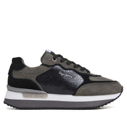 Zapatillas urban Pepe Jeans ruspper stars negra con diferentes materiales - Querol online
