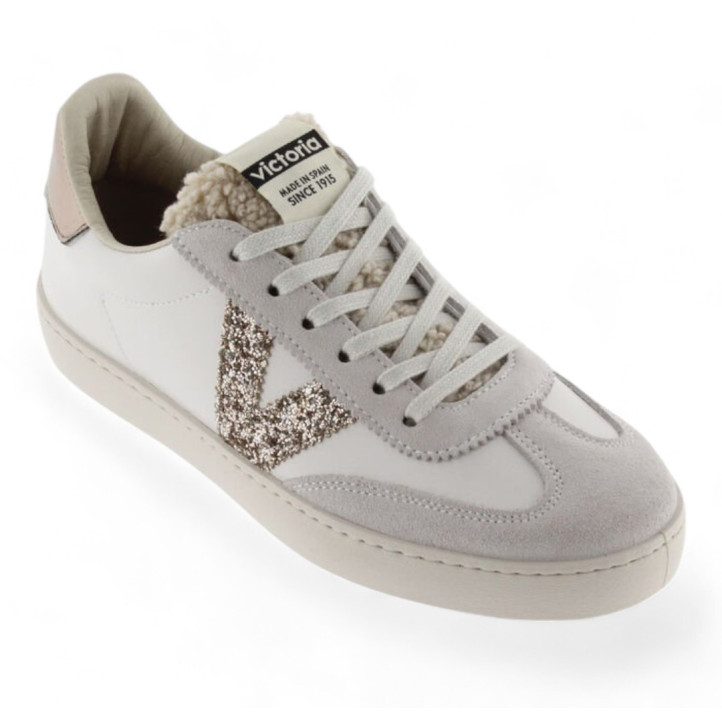 Zapatillas urban Victoria berlín ciclista con glitter y borreguito - Querol online