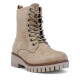 Botines planos beige con suela gruesa y cordones - Querol online