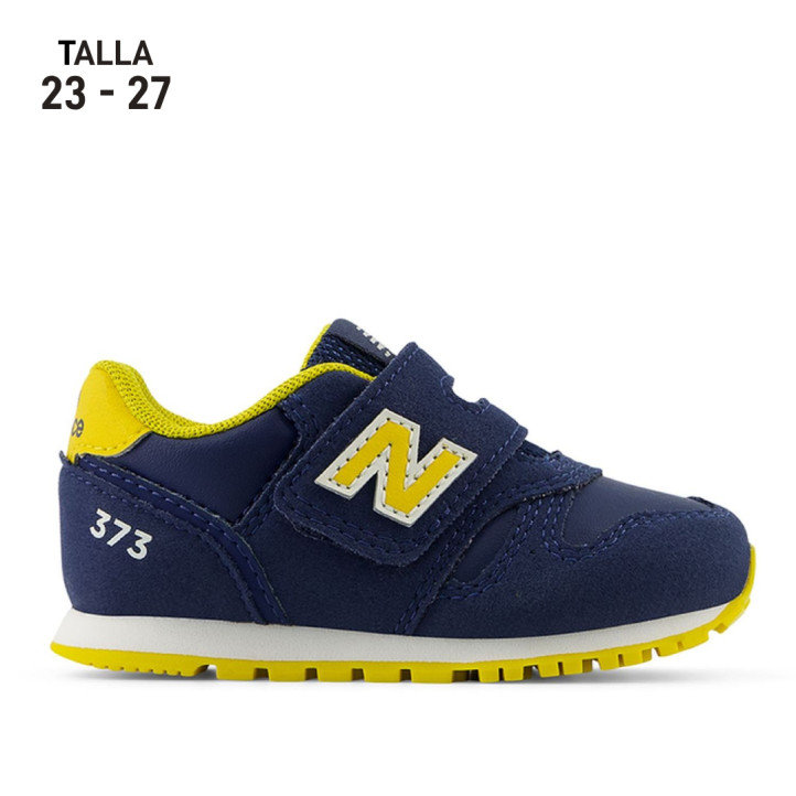 Zapatillas deporte New Balance 373 hook & loop azules con detalles amarillos - Querol online