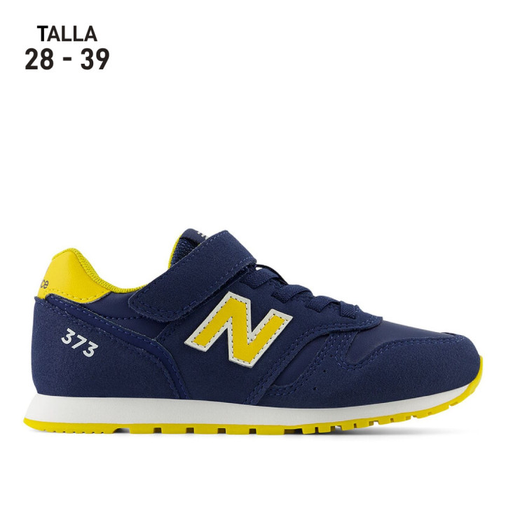 Zapatillas deporte New Balance 373 hook & loop azules con detalles amarillos - Querol online