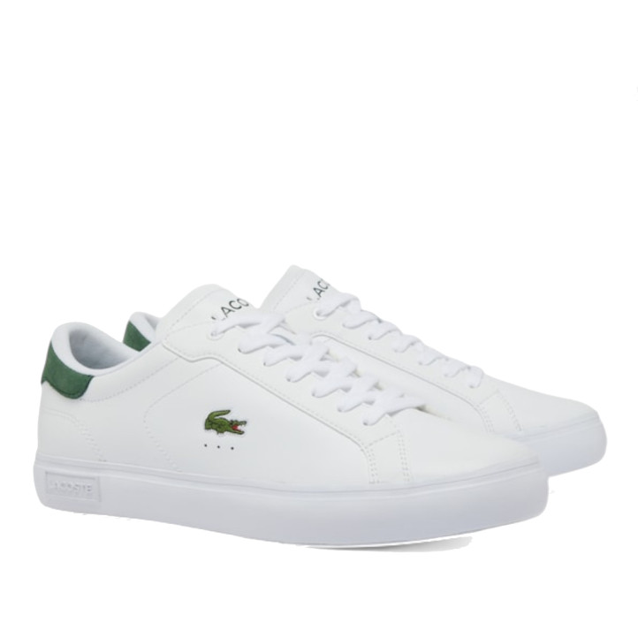 Zapatos sport Lacoste powercourt blancas con detalles verdes - Querol online