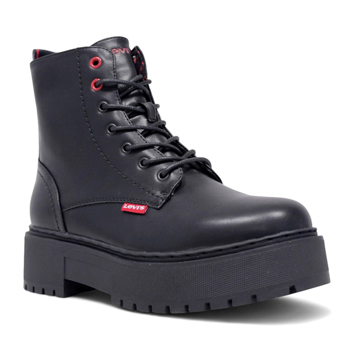 Botins plataforma Levi's Cherry estil militar amb plataforma i detalls vermells - Querol online