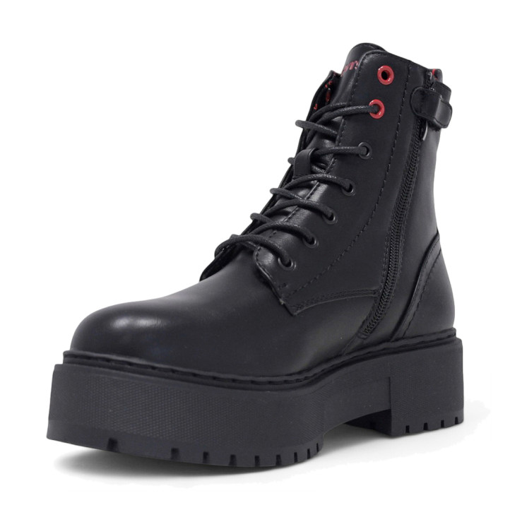 Botines plataforma Levi's Cherry estilo militar con plataforma y detalles rojos - Querol online