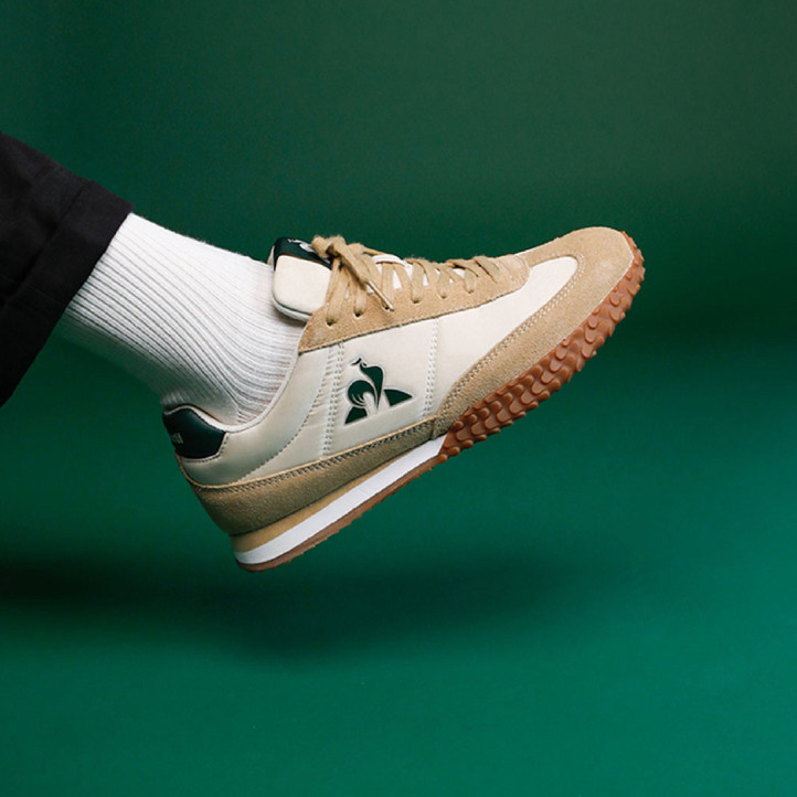 Zapatillas deportivas Le Coq Sportif Veloce I hielo con detalles beige y verdes - Querol online