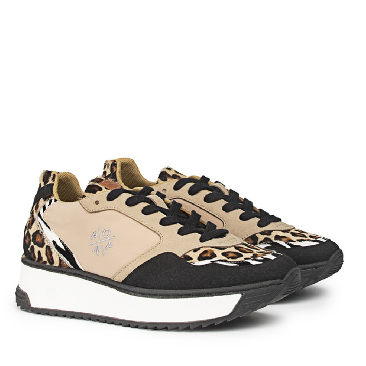 SNEAKER ALMANZOR ANIMAL NEGRO LEOPARDO POPA - Querol online