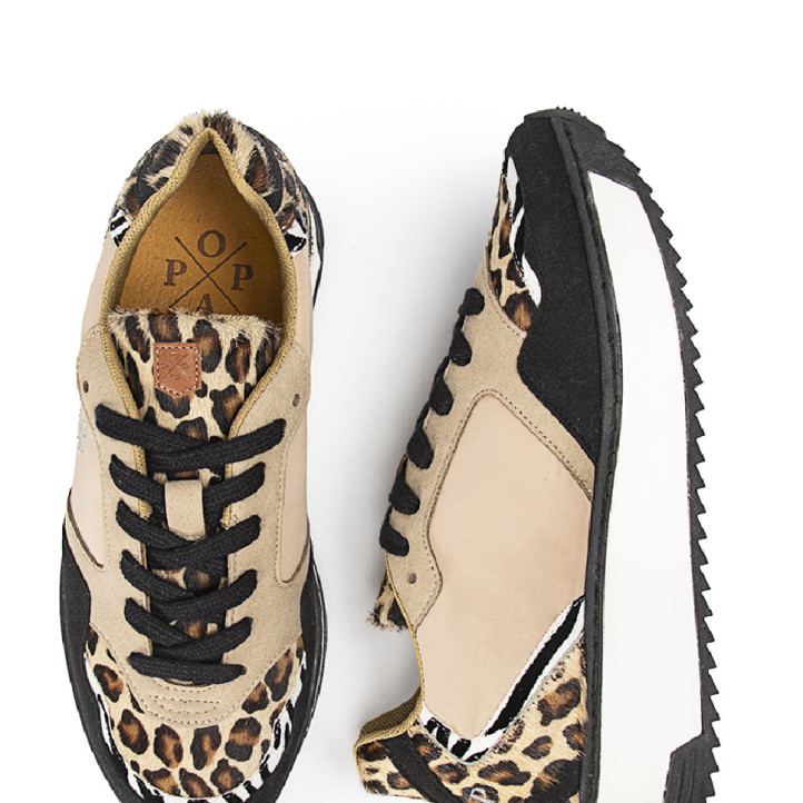 SNEAKER ALMANZOR ANIMAL NEGRO LEOPARDO POPA - Querol online