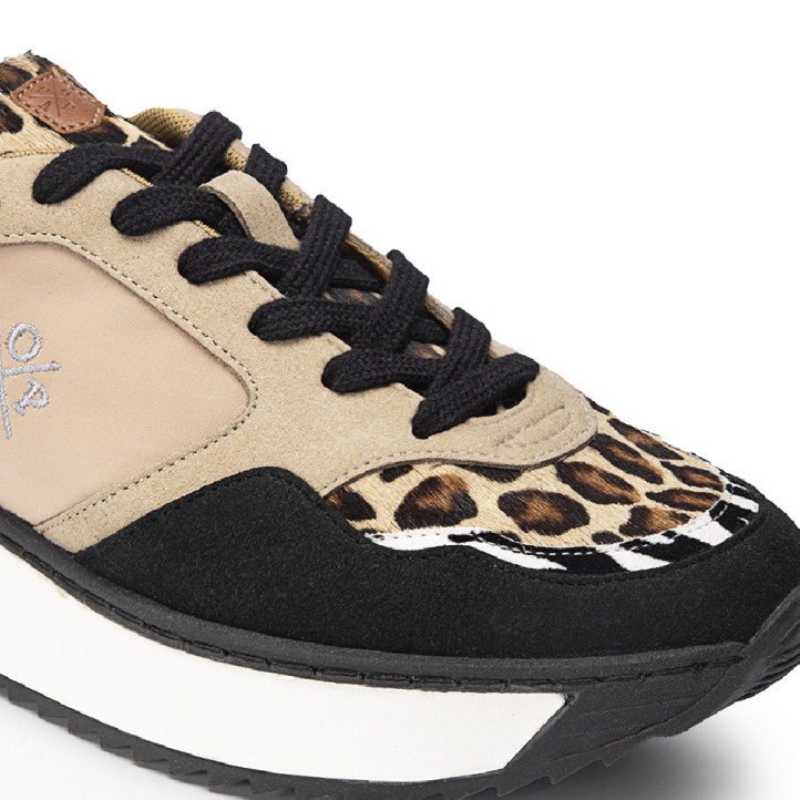 SNEAKER ALMANZOR ANIMAL NEGRO LEOPARDO POPA - Querol online