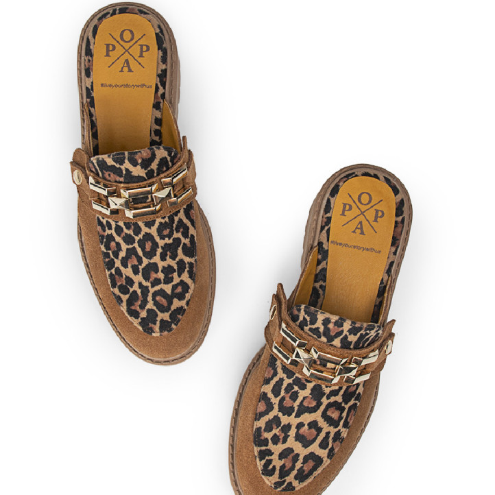 ZUECO CERRADO MAUNA LEOPARDO NEGRO POPA - Querol online