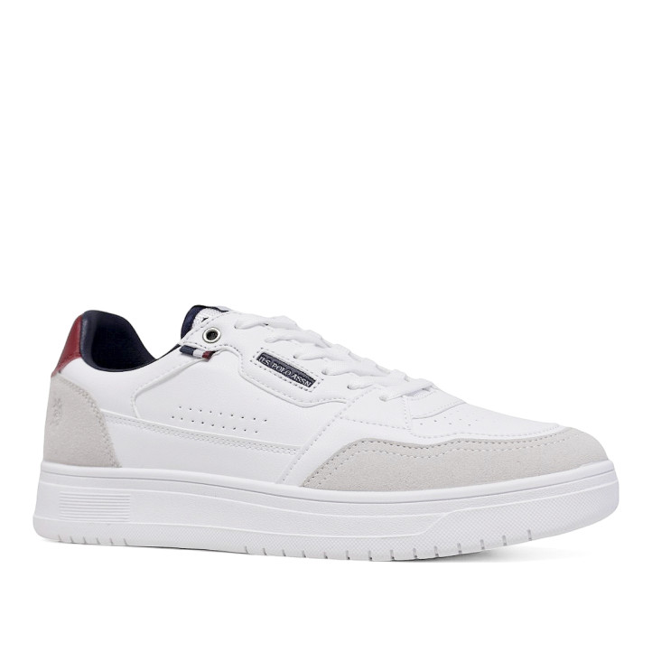 Zapatillas U.S. POLO ASSN. blancas con detalles en rojo y marino - Querol online