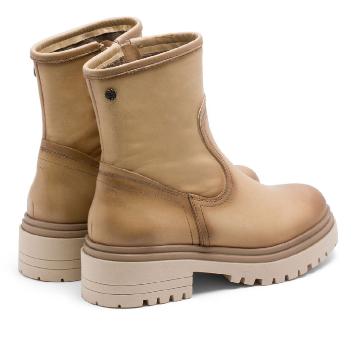 BOTINES DE PIEL CAMEL CON CREMALLERA FIALA PORRONET - Querol online