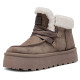 Botas australianas marrones con plataforma, cordones y borreguito - Querol online