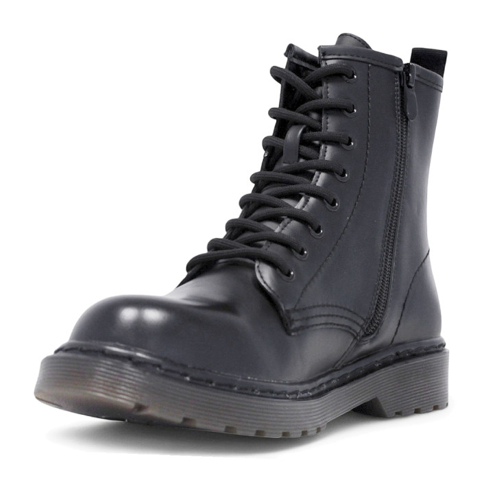 Botins plans estil militar negres amb tirador posterior - Querol online