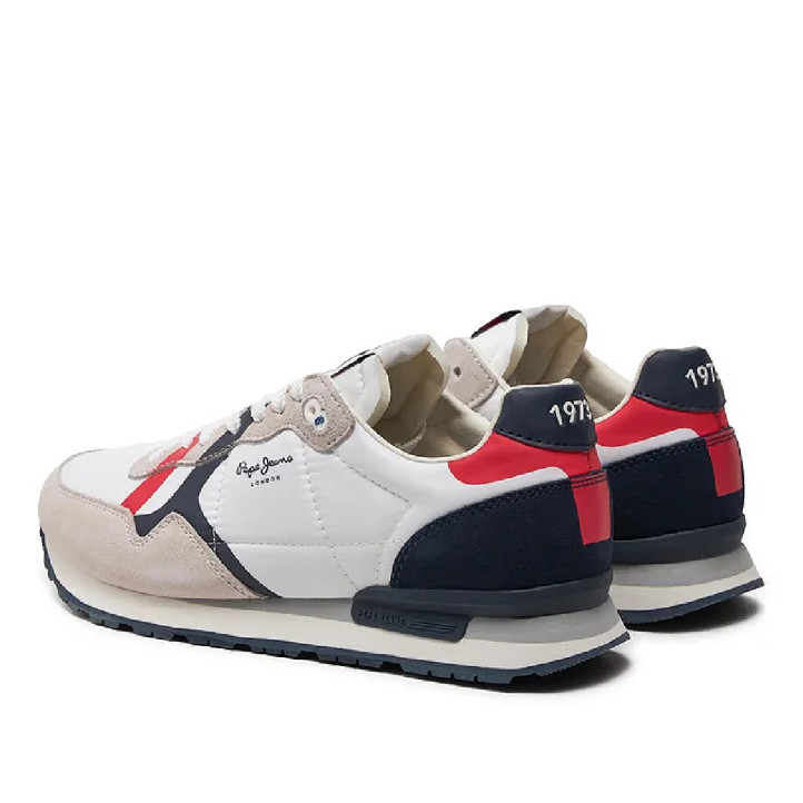 Zapatillas deportivas Pepe Jeans blancas con detalles rojos y azules britt road - Querol online